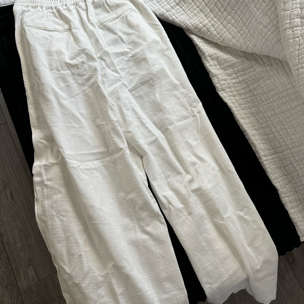 White Linen Wide-Leg Pants / NWT/ white Size M - Picture 2 of 5